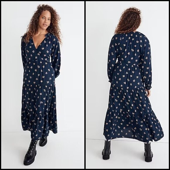 💕MADEWELL💕 Challis Midi Dress ~ Brittanica Floral Print Large L NWT - Picture 1 of 16